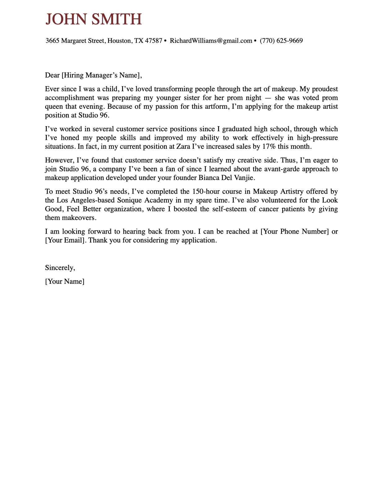 Refined Timeless Cover Letter preview