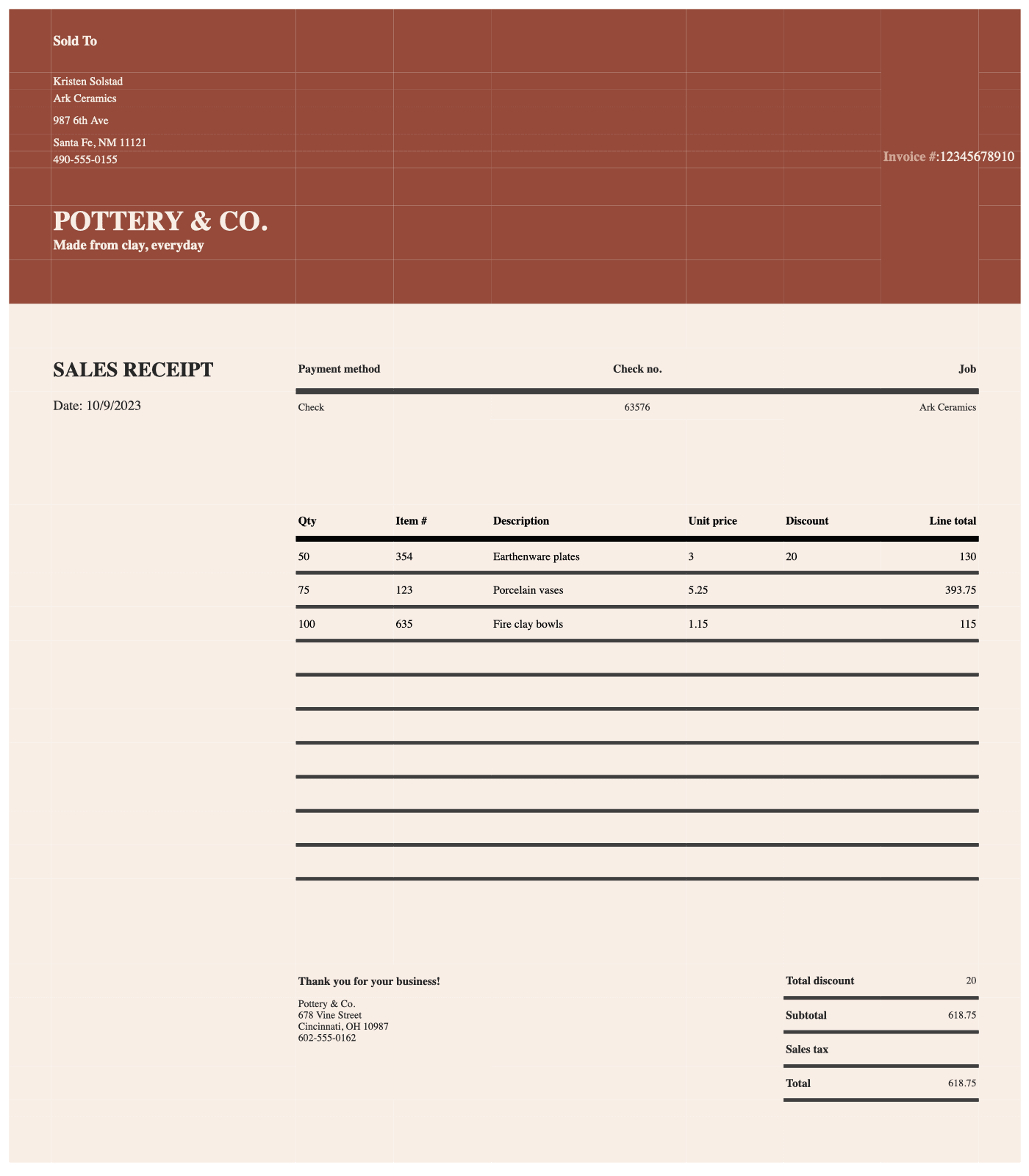 Simple Sales Receipt Worksheet preview
